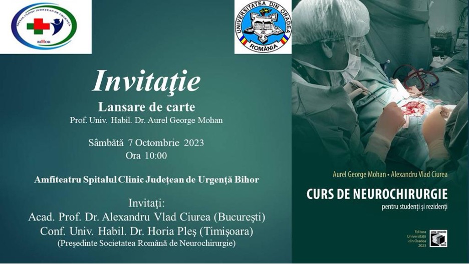 Lansare de carte: Cursul de neurochirurgie pentru studenți și rezidenți